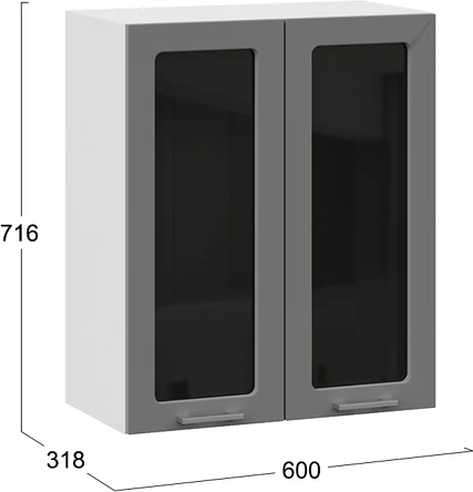 Изображение товара Шкаф навесной для кухни ТриЯ Габриэлла 1ВВ6С с двумя дверьми (белый/титан)