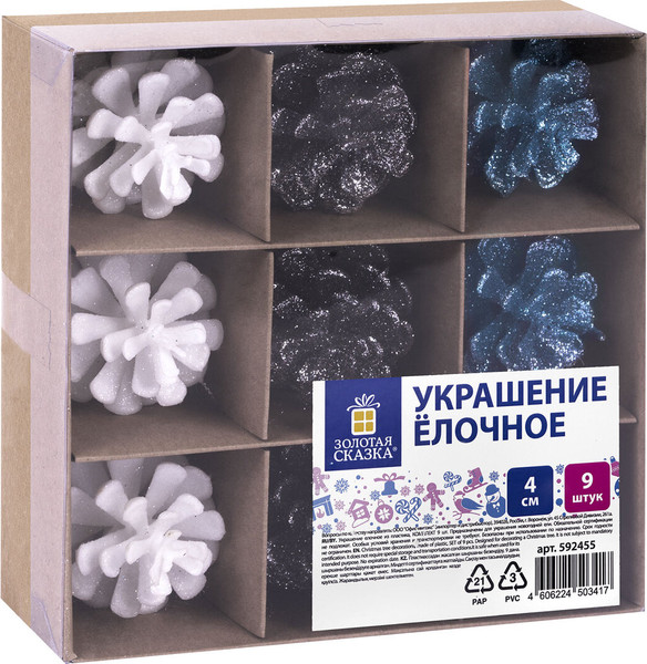Изображение товара Набор елочных игрушек Золотая сказка Шишки / 592455 (9шт)