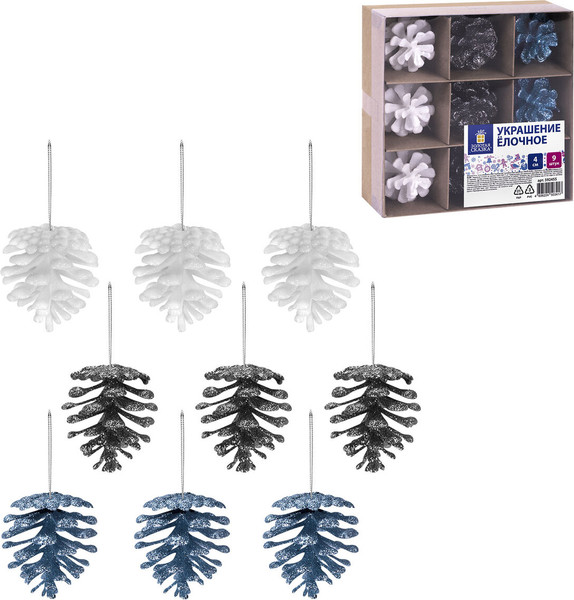 Изображение товара Набор елочных игрушек Золотая сказка Шишки / 592455 (9шт)