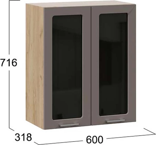 Изображение товара Шкаф навесной для кухни ТриЯ Габриэлла 1ВВ6С с двумя дверьми (дуб крафт золотой/муссон)