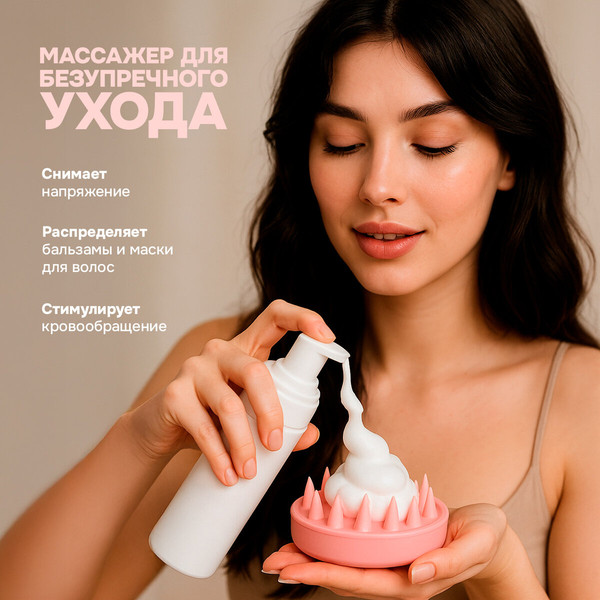 Изображение товара Расческа-массажер Monte Vita 20x8.5см + массажер + щетка для чистки / 457430 (черный/розовый)