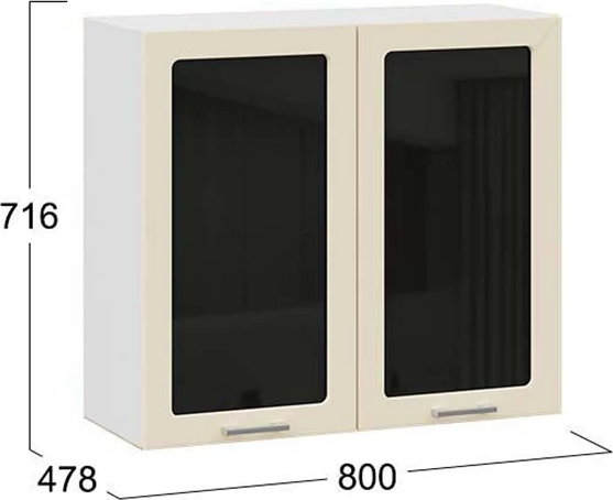 Изображение товара Шкаф навесной для кухни ТриЯ Габриэлла 1ВВ8С с двумя дверьми  (белый/крем)