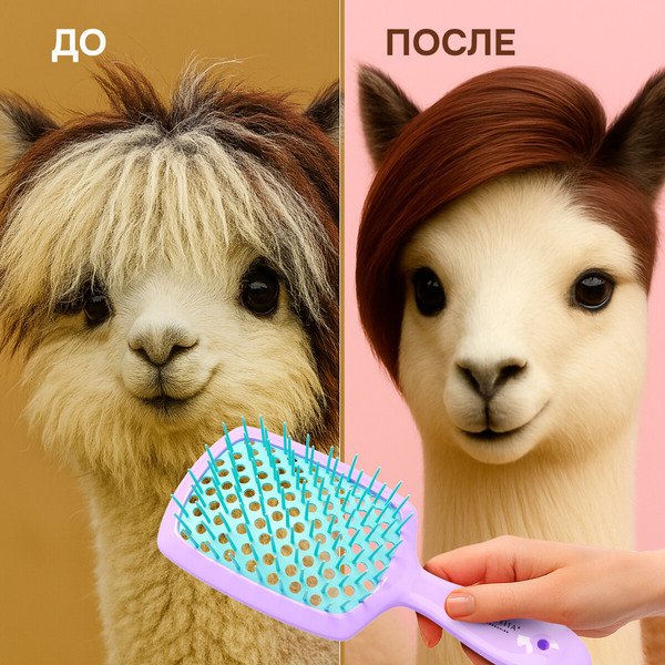 Изображение товара Расческа-массажер Monte Vita 20x8.5см + массажер + щетка для чистки / 457431 (фиолетовый/мятный)