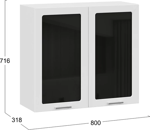 Изображение товара Шкаф навесной для кухни ТриЯ Габриэлла 1ВВ8С с двумя дверьми (белый/сноу)
