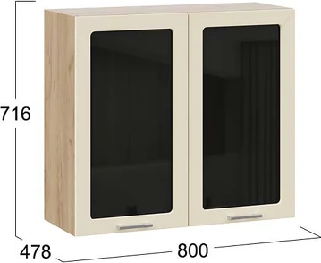 Изображение товара Шкаф навесной для кухни ТриЯ Габриэлла 1ВВ8С с двумя дверьми (дуб крафт золотой/крем)