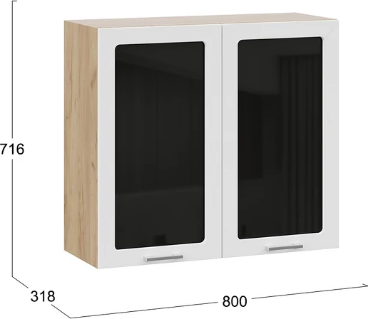 Изображение товара Шкаф навесной для кухни ТриЯ Габриэлла 1ВВ8С с двумя дверьми (дуб крафт золотой/сноу)