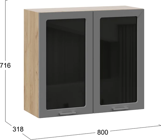 Изображение товара Шкаф навесной для кухни ТриЯ Габриэлла 1ВВ8С с двумя дверьми (дуб крафт золотой/титан)