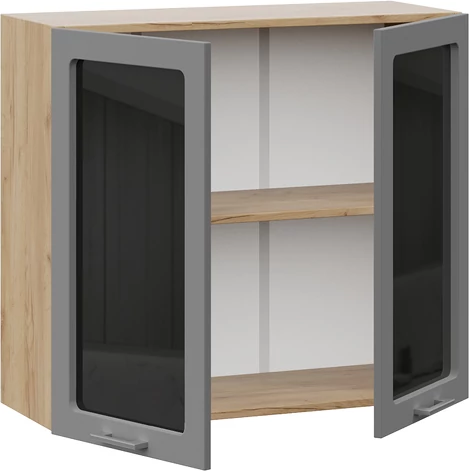 Изображение товара Шкаф навесной для кухни ТриЯ Габриэлла 1ВВ8С с двумя дверьми (дуб крафт золотой/титан)