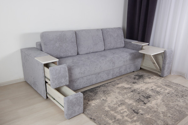 Изображение товара Диван DiArt Бруклин НПБ (велюр Sensey silver/прав/крафт)