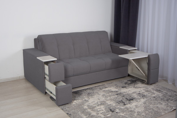 Изображение товара Диван DiArt Джаз 1400 с подлокотниками Бруклин (велюр Selfie grey/прав/крафт)