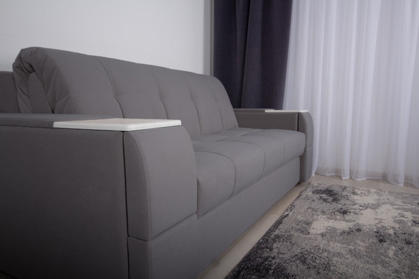 Изображение товара Диван DiArt Джаз 1400 с подлокотниками Бруклин (велюр Selfie grey/прав/крафт)