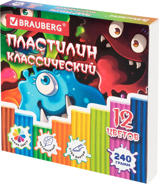 Изображение товара Пластилин Brauberg Классический. Монстрики / 107356 (12цв)