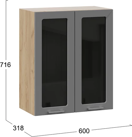 Изображение товара Шкаф навесной для кухни ТриЯ Габриэлла 1ВВ6С с двумя дверьми  (дуб крафт золотой/титан)