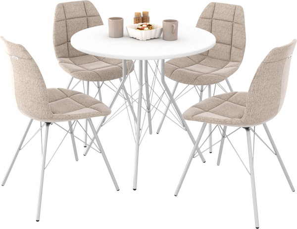 Изображение товара Обеденная группа Sheffilton SHT-DS142  (кедровый/белый/хром лак рогожка)