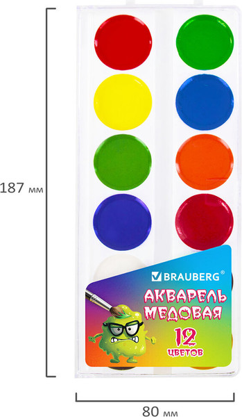 Изображение товара Акварельные краски Brauberg Монстрики / 192641 (12цв)