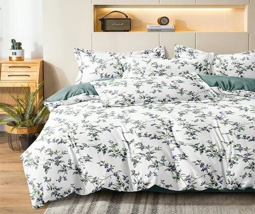 Изображение товара Комплект постельного белья Реноме 1.5сп Оливковая коллекция. Простыня на резинке УУ 2457 (поплин)