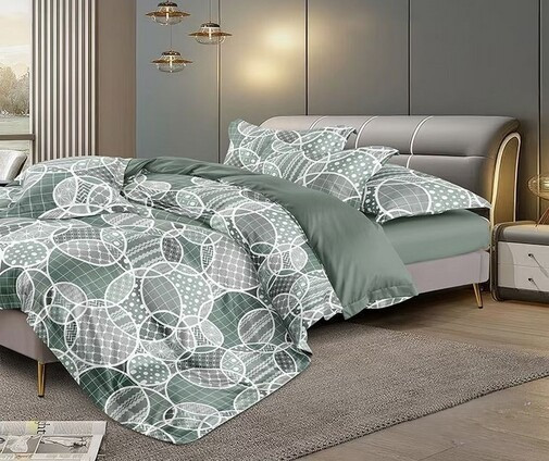 Изображение товара Комплект постельного белья Реноме 2сп Оливковая коллекция. Простыня на резинке УУ 2461 (поплин)