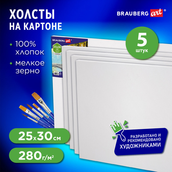 Изображение товара Набор холстов для рисования Brauberg Art Classic / 192504 (5шт)