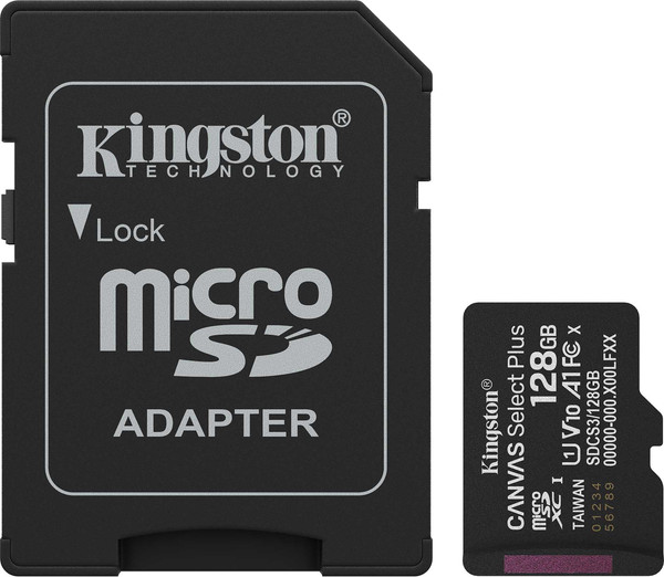 Изображение товара Карта памяти Kingston Canvas Select Plus MicroSDXC UHS-I 128GB / SDCS3/128GB (с адаптером)