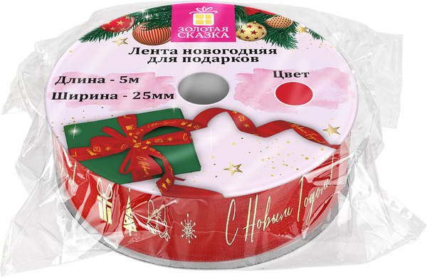 Изображение товара Лента декоративная Золотая сказка 592414 (красный)