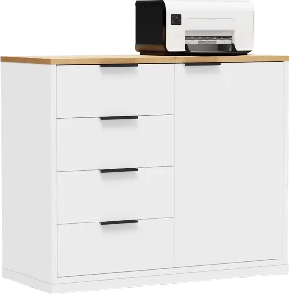 Изображение товара Тумба Crafto Вера 02 90x40x75 (белый/черный/дуб)