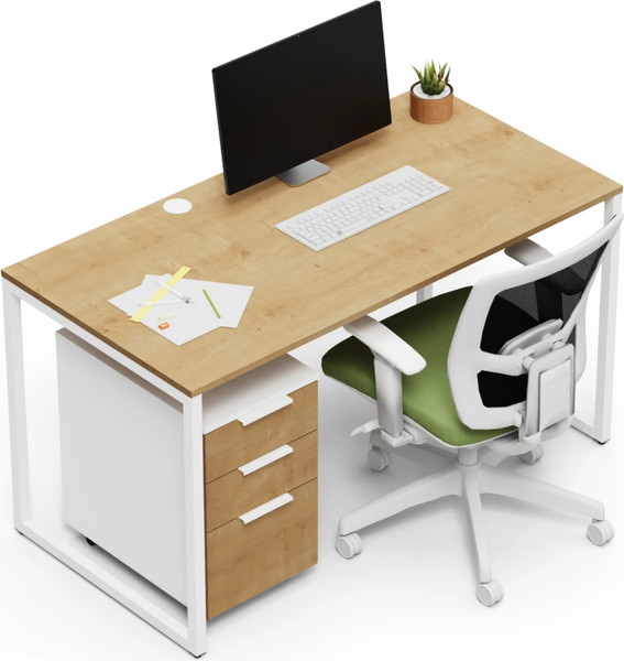 Изображение товара Письменный стол Crafto Тор с тумбой 07 138x70x75 (белый дуб)