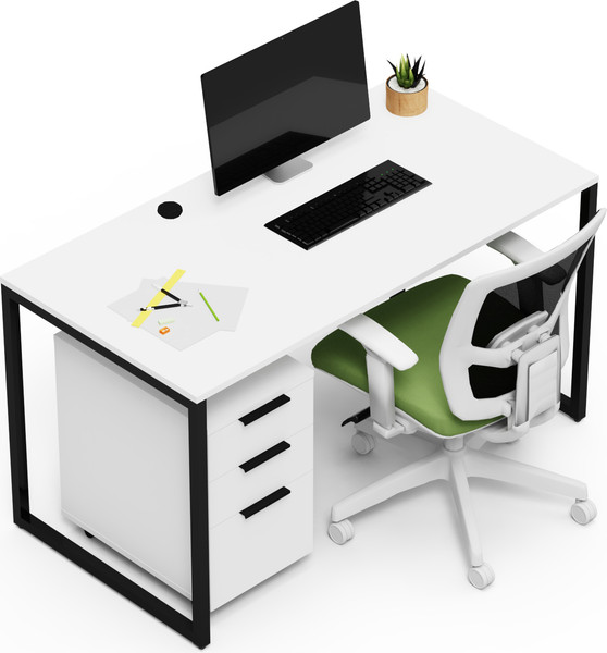 Изображение товара Письменный стол Crafto Тор с тумбой 10 138x70x75 (белый черный)