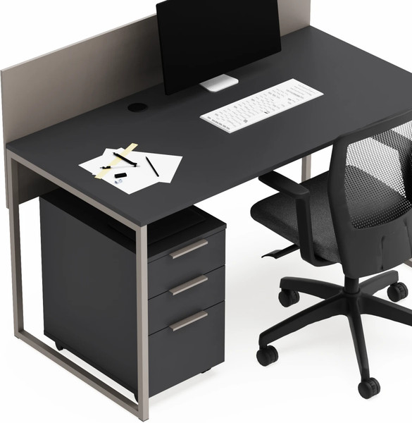 Изображение товара Письменный стол Crafto Тор с экраном и тумбой 01 138x70x75 (графит/латте)