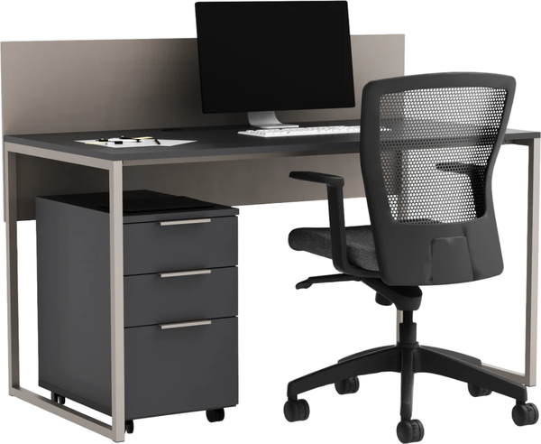 Изображение товара Письменный стол Crafto Тор с экраном и тумбой 01 138x70x75 (графит/латте)