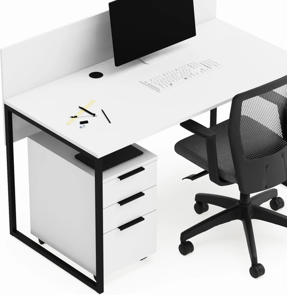 Изображение товара Письменный стол Crafto Тор с экраном и тумбой 02 138x70x75 (белый/черный)