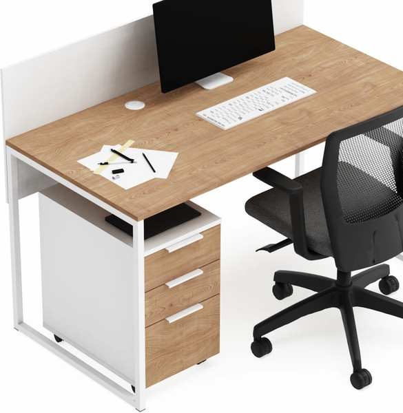 Изображение товара Письменный стол Crafto Тор с экраном и тумбой 03 138x70x75 (белый дуб)