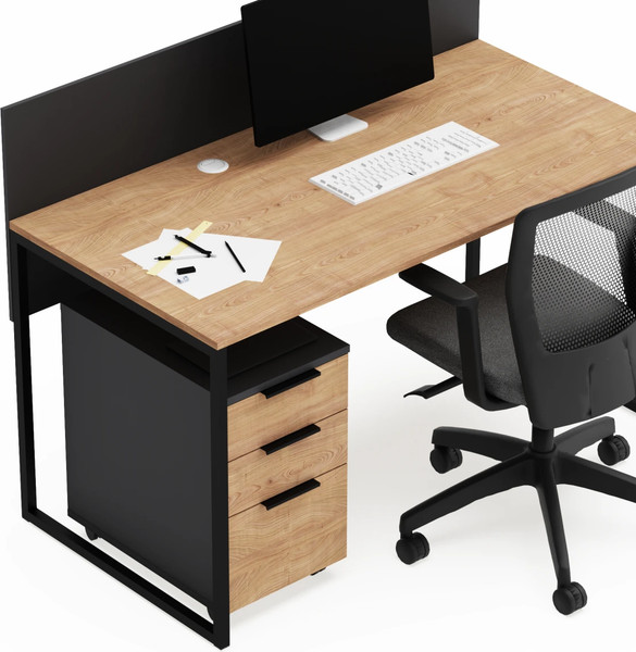 Изображение товара Письменный стол Crafto Тор с экраном и тумбой 04 138x70x75 (графит дуб)