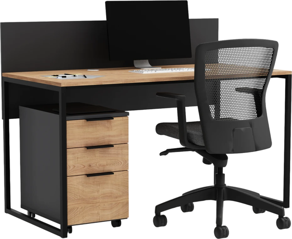 Изображение товара Письменный стол Crafto Тор с экраном и тумбой 04 138x70x75 (графит дуб)