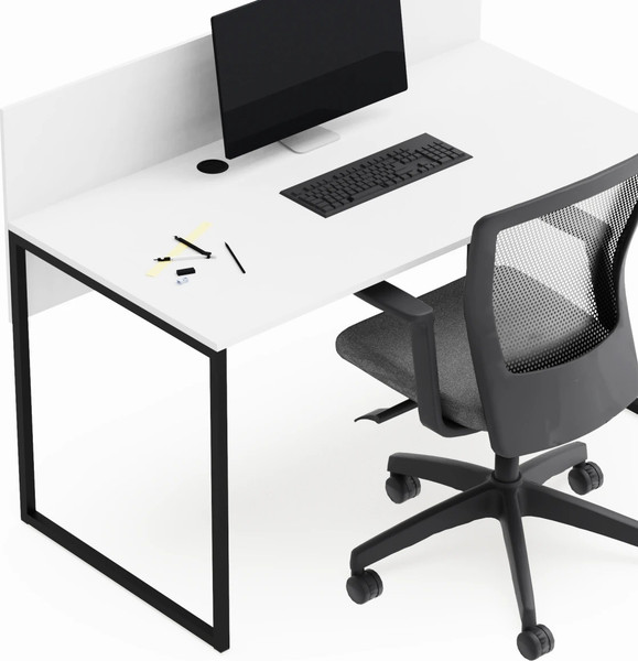 Изображение товара Письменный стол Crafto Тор Хлоя с тумбой 01 178x140x75 (белый/черный)