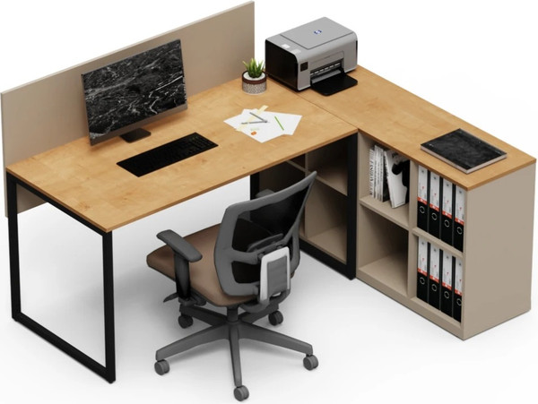 Изображение товара Письменный стол Crafto Тор Хлоя с тумбой 04 178x140x75 (латте/дуб)