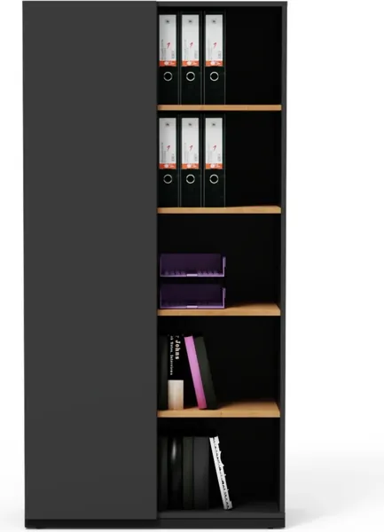 Изображение товара Стеллаж Crafto Люк 06 90x40x181 (графит/дуб)