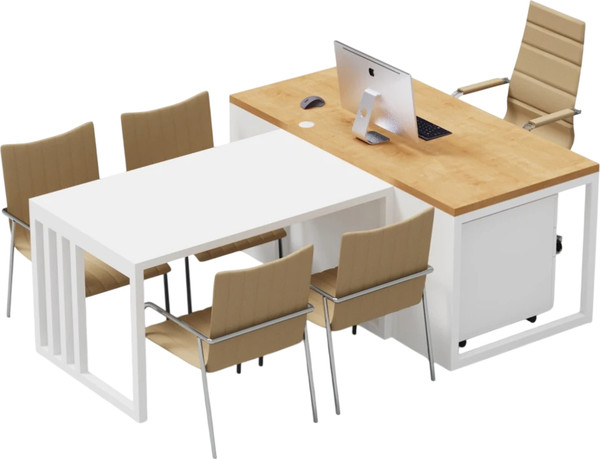 Изображение товара Письменный стол Crafto Дойл 01 с приставкой 210x160x79 (белый/дуб)