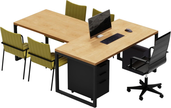 Изображение товара Письменный стол Crafto Клинт 04 с приставкой 210x160x79 (графит/дуб)