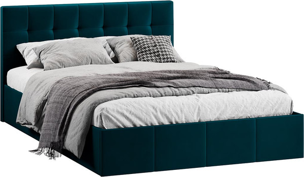 Изображение товара Двуспальная кровать ТриЯ Эмма с ПМ и заглушиной 140x200 (велюр Confetti Izumrud)