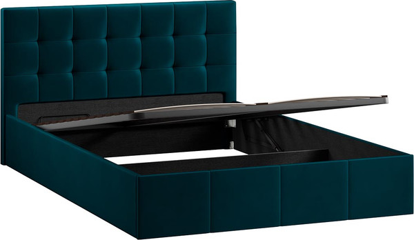 Изображение товара Двуспальная кровать ТриЯ Эмма с ПМ и заглушиной 140x200 (велюр Confetti Izumrud)