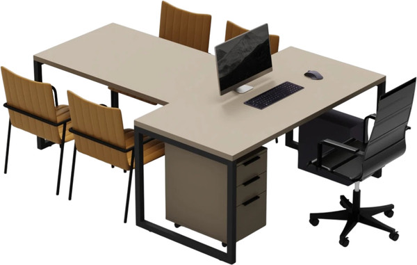 Изображение товара Письменный стол Crafto Клинт 05 с приставкой 210x160x79 (латте/черный)