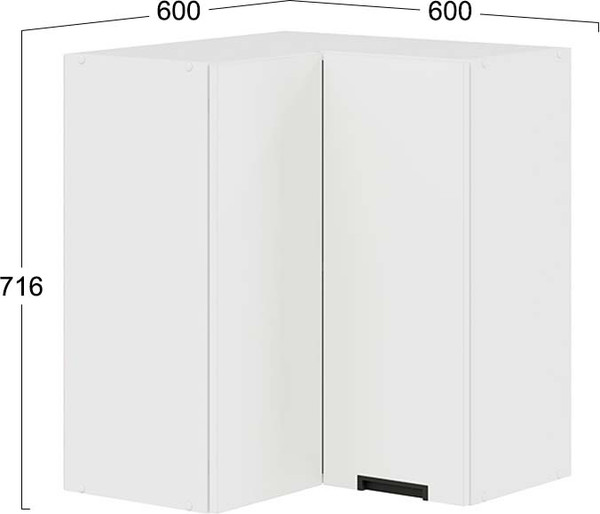 Изображение товара Шкаф навесной для кухни ТриЯ Гренада 1В6УП угловой прямой (белый/холст белый)