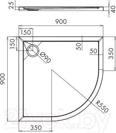 Изображение товара Душевой поддон Omnires Merton 90/O