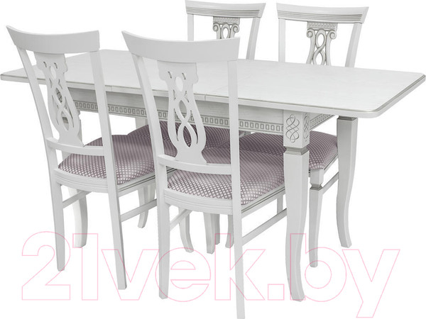 Изображение товара Стул Импэкс Leset Юта (белый 9003/патина серебро/жаккард Атина серебро Ж4.04)