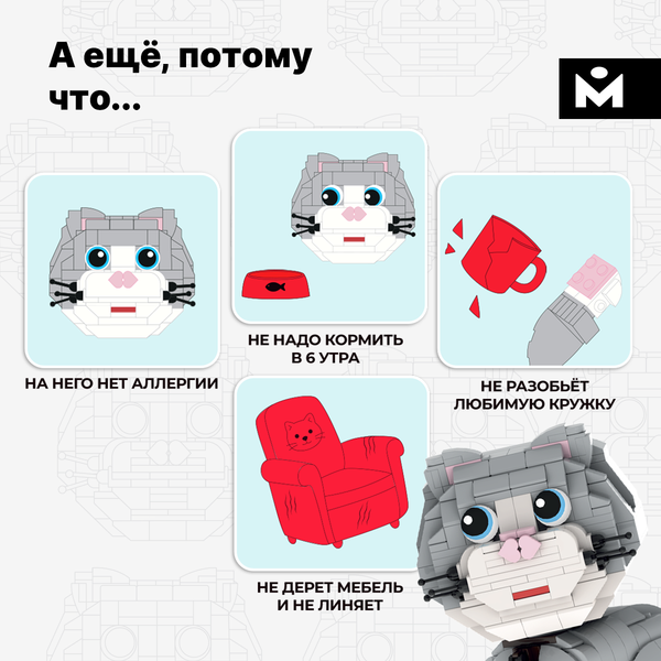 Изображение товара Конструктор Mozabrick Кот Бриксик / 60013