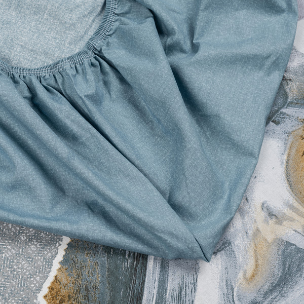 Изображение товара Комплект постельного белья Luxsonia Голубые грани 2сп с простыней на резинке / Ви26-0330/220