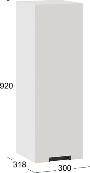 Изображение товара Шкаф навесной для кухни ТриЯ Гренада 1ВВ3 с одной дверью (белый/холст мокко)