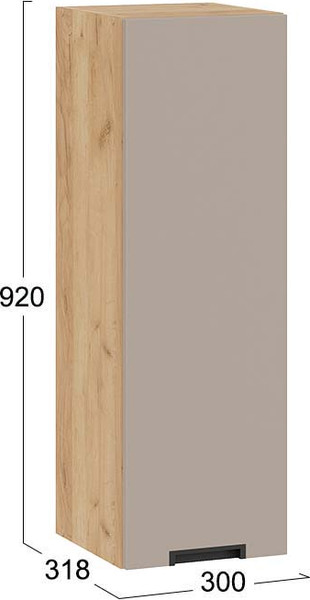 Изображение товара Шкаф навесной для кухни ТриЯ Гренада 1ВВ3 с одной дверью (дуб крафт золотой/холст латте)