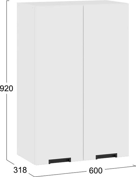 Изображение товара Шкаф навесной для кухни ТриЯ Гренада 1ВВ6 с двумя дверьми (белый/холст белый)