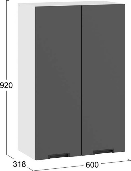 Изображение товара Шкаф навесной для кухни ТриЯ Гренада 1ВВ6 с двумя дверьми (белый/холст вулкан)